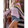 image:imageMakeMeChic Womens Crochet Cover Up Top Swimsuit Rainbow Hollow Out Long Sleeve Beach Pullover SweaterMauve Purple