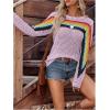image:imageMakeMeChic Womens Crochet Cover Up Top Swimsuit Rainbow Hollow Out Long Sleeve Beach Pullover SweaterMauve Purple