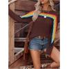 image:imageMakeMeChic Womens Crochet Cover Up Top Swimsuit Rainbow Hollow Out Long Sleeve Beach Pullover SweaterMocha Brown