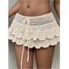 image:imageMakeMeChic Womens Crochet Mini Skirt Swimsuit Beach Coverup Tiered Ruffle Boho SkirtsBeige