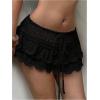 image:imageMakeMeChic Womens Crochet Mini Skirt Swimsuit Beach Coverup Tiered Ruffle Boho SkirtsBlack