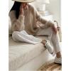 image:imageMakeMeChic Womens Crochet Sweater Long Sleeve Off The Shoulder Fall Lightweight PulloversApricot