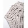 image:imageMakeMeChic Womens Crochet Tops Crew Neck Sweater Short Sleeve Tie Side Knit Crop TopsGrey