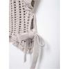 image:imageMakeMeChic Womens Crochet Tops Crew Neck Sweater Short Sleeve Tie Side Knit Crop TopsGrey