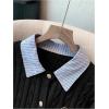 image:imageMakeMeChic Womens Cropped Sweater Collared Cable Knit Cardigan Button Down Long Sleeve Formal Preppy ClothesBlack