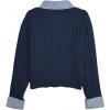 image:imageMakeMeChic Womens Cropped Sweater Collared Cable Knit Cardigan Button Down Long Sleeve Formal Preppy ClothesRoyal Blue