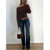 image:imageMakeMeChic Womens Cropped Sweaters Long Sleeve Off The Shoulder Sweater Y2k Going Out TopsBrown