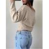 image:imageMakeMeChic Womens Cropped Sweaters Long Sleeve Off The Shoulder Sweater Y2k Going Out TopsKhaki