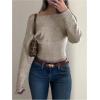 image:imageMakeMeChic Womens Cropped Sweaters Long Sleeve Off The Shoulder Sweater Y2k Going Out TopsKhaki