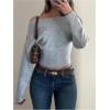 image:imageMakeMeChic Womens Cropped Sweaters Long Sleeve Off The Shoulder Sweater Y2k Going Out TopsLight Grey