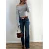 image:imageMakeMeChic Womens Cropped Sweaters Long Sleeve Off The Shoulder Sweater Y2k Going Out TopsLight Grey