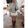 image:imageMakeMeChic Womens Cropped Sweaters Long Sleeve Off The Shoulder Sweater Y2k Going Out TopsLight Grey
