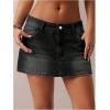 image:imageMakeMeChic Womens Denim Skirt Low Waist Y2k Jean Mini Skirts with PocketsDark Grey