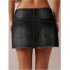 image:imageMakeMeChic Womens Denim Skirt Low Waist Y2k Jean Mini Skirts with PocketsDark Grey