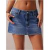 image:imageMakeMeChic Womens Denim Skirt Low Waist Y2k Jean Mini Skirts with PocketsLight Wash