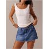image:imageMakeMeChic Womens Denim Skirt Low Waist Y2k Jean Mini Skirts with PocketsLight Wash