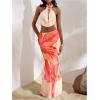 image:imageMakeMeChic Womens Draped Neck Halter Top 3D Floral Backless Sleeveless Summer Beach Vacation Crop Tank TopsApricot
