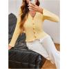 image:imageMakeMeChic Womens Elegant Cozy Cardigan Sweater Long Sleeve Button Down Knitted Pullover Sweater Fall ClothesYellow