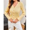 image:imageMakeMeChic Womens Elegant Cozy Cardigan Sweater Long Sleeve Button Down Knitted Pullover Sweater Fall ClothesYellow