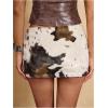 image:imageMakeMeChic Womens Faux Fur Cow Print Mini Skirt Fuzzy Low Waist Party Western SkirtsBlack and Brown