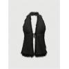 image:imageMakeMeChic Womens Faux Fur Halter Tops Open Back Sleeveless Going Out Tank ClubwearBlack