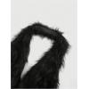 image:imageMakeMeChic Womens Faux Fur Halter Tops Open Back Sleeveless Going Out Tank ClubwearBlack