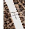 image:imageMakeMeChic Womens Faux Fur Halter Tops Open Back Sleeveless Going Out Tank ClubwearBrown