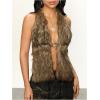 image:imageMakeMeChic Womens Faux Fur Halter Tops Open Back Sleeveless Going Out Tank ClubwearMulticolor