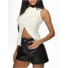 image:imageMakeMeChic Womens Faux Leather High Waist Shorts Straight Leg Summer ShortsBlack