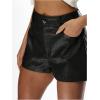 image:imageMakeMeChic Womens Faux Leather High Waist Shorts Straight Leg Summer ShortsBlack