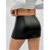 image:imageMakeMeChic Womens Faux Leather Mini Skirt Stretchy Side Split Bodycon SkirtsBlack