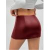 image:imageMakeMeChic Womens Faux Leather Mini Skirt Stretchy Side Split Bodycon SkirtsBurgundy