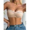 image:imageMakeMeChic Womens Floral Lace Bralette Strapless Bras Lingerie Front Closure Wireless Bra Underwear Tube TopApricot