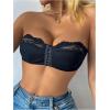 image:imageMakeMeChic Womens Floral Lace Bralette Strapless Bras Lingerie Front Closure Wireless Bra Underwear Tube TopBlack
