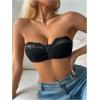 image:imageMakeMeChic Womens Floral Lace Bralette Strapless Bras Lingerie Front Closure Wireless Bra Underwear Tube TopBlack