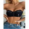 image:imageMakeMeChic Womens Floral Lace Bralette Strapless Bras Lingerie Front Closure Wireless Bra Underwear Tube TopBlack