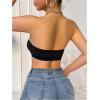 image:imageMakeMeChic Womens Floral Lace Bralette Strapless Bras Lingerie Front Closure Wireless Bra Underwear Tube TopBlack a