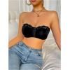 image:imageMakeMeChic Womens Floral Lace Bralette Strapless Bras Lingerie Front Closure Wireless Bra Underwear Tube TopBlack a