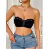 image:imageMakeMeChic Womens Floral Lace Bralette Strapless Bras Lingerie Front Closure Wireless Bra Underwear Tube TopBlack a