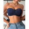 image:imageMakeMeChic Womens Floral Lace Bralette Strapless Bras Lingerie Front Closure Wireless Bra Underwear Tube TopBlue