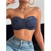 image:imageMakeMeChic Womens Floral Lace Bralette Strapless Bras Lingerie Front Closure Wireless Bra Underwear Tube TopBlue