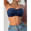 image:imageMakeMeChic Womens Floral Lace Bralette Strapless Bras Lingerie Front Closure Wireless Bra Underwear Tube TopBlue