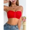 image:imageMakeMeChic Womens Floral Lace Bralette Strapless Bras Lingerie Front Closure Wireless Bra Underwear Tube TopRed