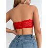 image:imageMakeMeChic Womens Floral Lace Bralette Strapless Bras Lingerie Front Closure Wireless Bra Underwear Tube TopRed