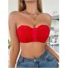image:imageMakeMeChic Womens Floral Lace Bralette Strapless Bras Lingerie Front Closure Wireless Bra Underwear Tube TopRed