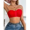 image:imageMakeMeChic Womens Floral Lace Bralette Strapless Bras Lingerie Front Closure Wireless Bra Underwear Tube TopRed