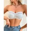 image:imageMakeMeChic Womens Floral Lace Bralette Strapless Bras Lingerie Front Closure Wireless Bra Underwear Tube TopWhite