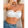 image:imageMakeMeChic Womens Floral Lace Bralette Strapless Bras Lingerie Front Closure Wireless Bra Underwear Tube TopWhite