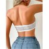 image:imageMakeMeChic Womens Floral Lace Bralette Strapless Bras Lingerie Front Closure Wireless Bra Underwear Tube TopWhite