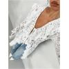 image:imageMakeMeChic Womens Floral Lace Tops Tie V Neck Blouse Long Sleeve Ruffle High Low Elegant ShirtWhite